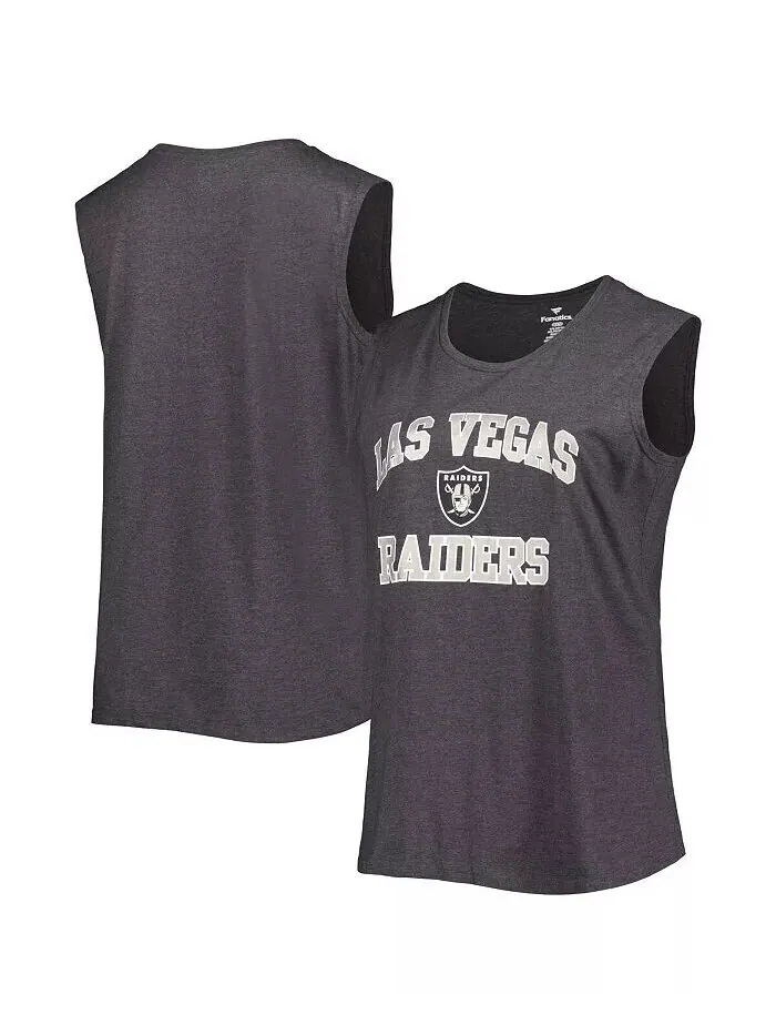 Женская майка-топ большого размера Heather Charcoal Las Vegas Raiders Fanatics — изображение 1 из 3