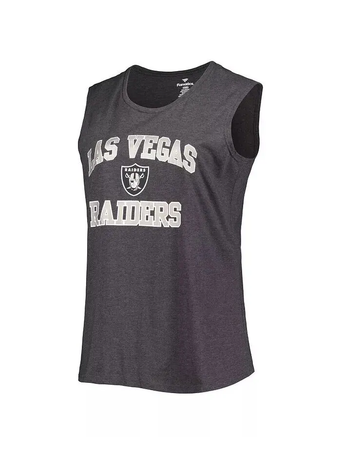 Женская майка-топ большого размера Heather Charcoal Las Vegas Raiders Fanatics — изображение 3 из 3