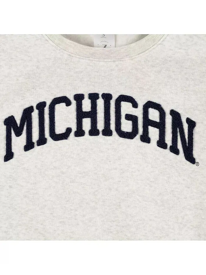 Женская овсяная толстовка Michigan Wolverines Core Chenille с короткими рукавами ZooZatz — изображение 2 из 4