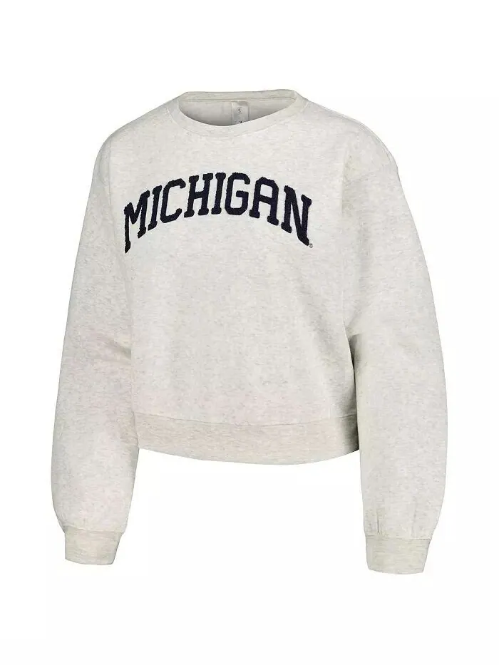 Женская овсяная толстовка Michigan Wolverines Core Chenille с короткими рукавами ZooZatz — изображение 4 из 4