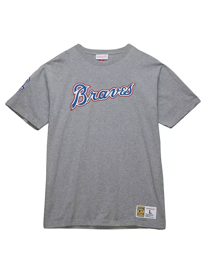 Мужская футболка Hank Aaron Heather Gray Atlanta Braves из коллекции Cooperstown Collection Legends — изображение 2 из 4