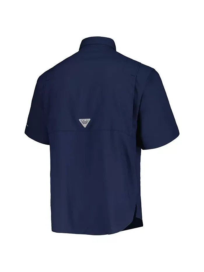Мужская голубая рубашка Atlanta Braves Tamiami Omni-Shade с пуговицами Columbia — изображение 2 из 4