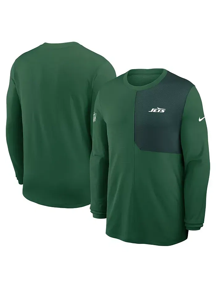 Мужская зеленая футболка New York Jets Sideline Coach UV Performance с длинным рукавом Nike — изображение 1 из 3