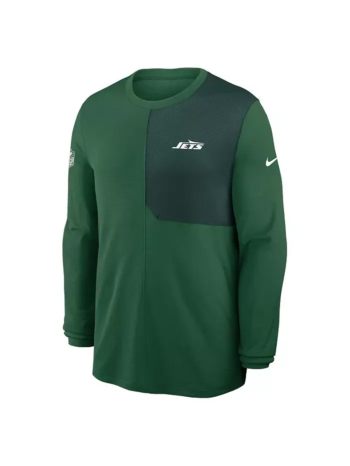 Мужская зеленая футболка New York Jets Sideline Coach UV Performance с длинным рукавом Nike — изображение 2 из 3