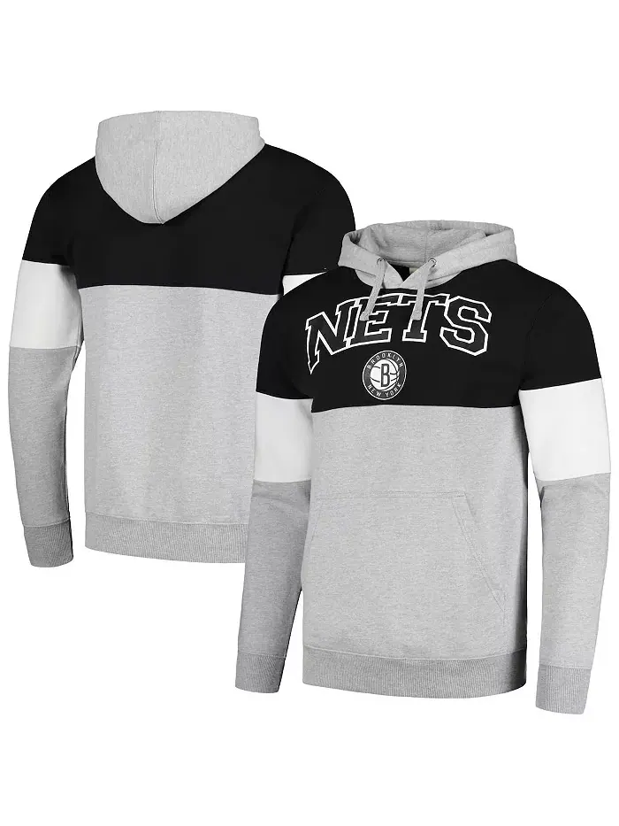Мужская черная толстовка с капюшоном Brooklyn Nets с контрастными вставками Fanatics — изображение 1 из 3