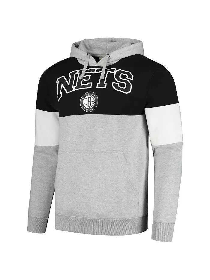Мужская черная толстовка с капюшоном Brooklyn Nets с контрастными вставками Fanatics — изображение 2 из 3