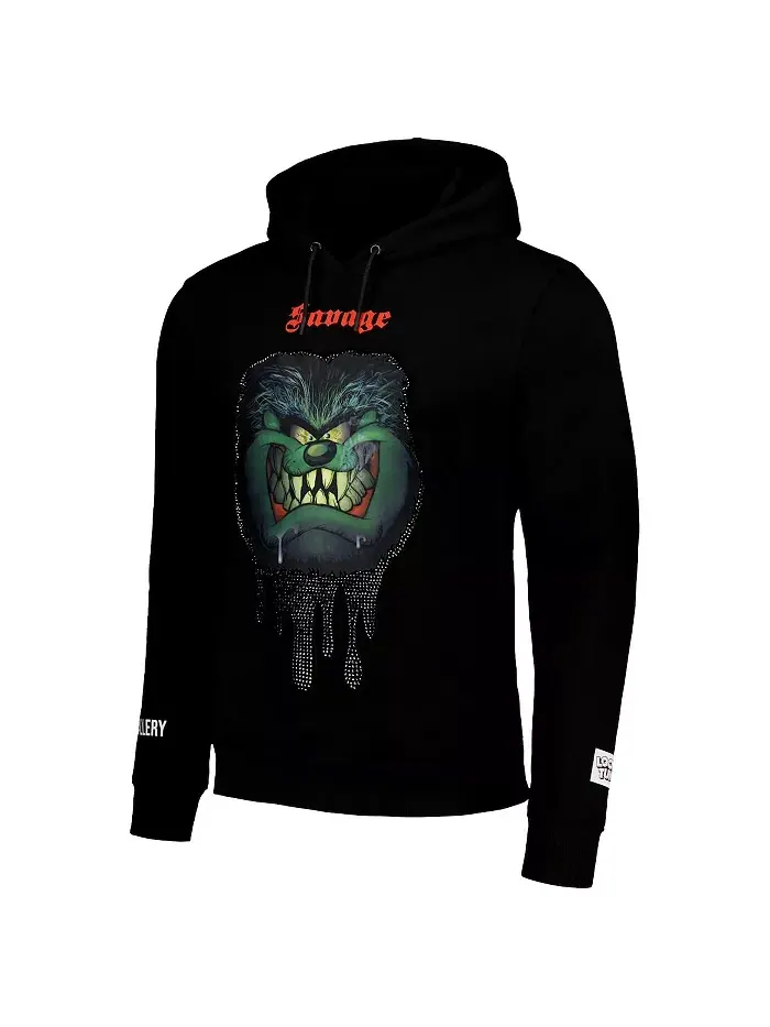 Мужская и женская черная толстовка Looney Tunes Taz Savage Horror с капюшоном Freeze Max — изображение 4 из 4
