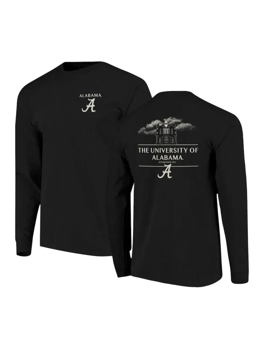 Image One Мужская черная футболка с длинным рукавом Alabama Crimson Tide Comfort Colors Campus — изображение 1 из 3, черный