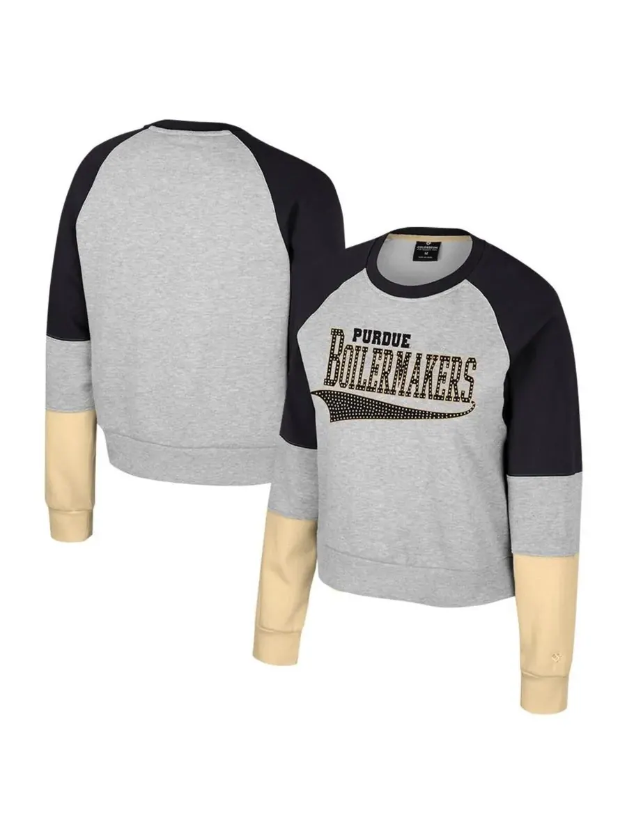 Colosseum Толстовка Big Girls Heather Gray Purdue Boilermakers Katinka со стразами — изображение 1 из 3, серый
