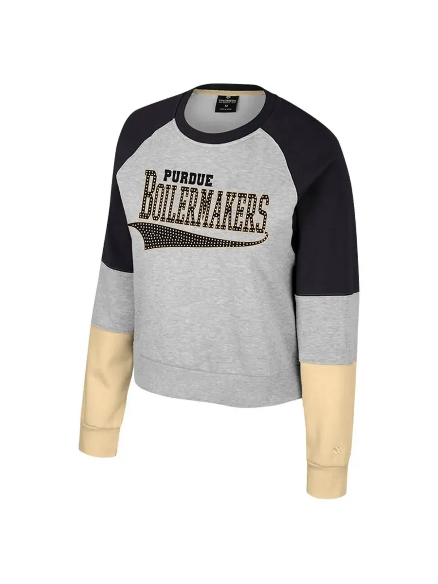 Colosseum Толстовка Big Girls Heather Gray Purdue Boilermakers Katinka со стразами — изображение 2 из 3, серый
