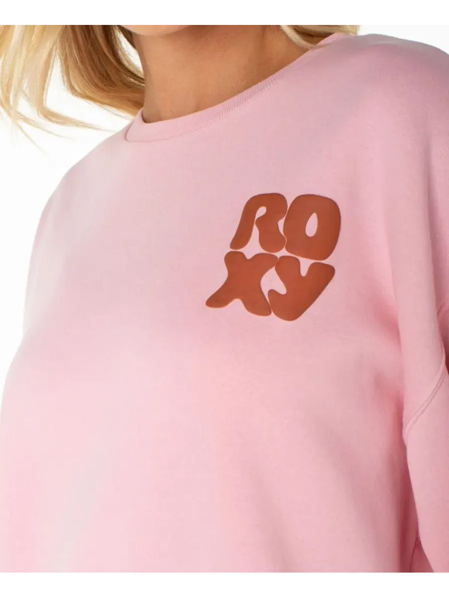 Женский свитшот из флиса с графическим принтом Morning Stroll Roxy, Coral Blsh — изображение 3 из 5