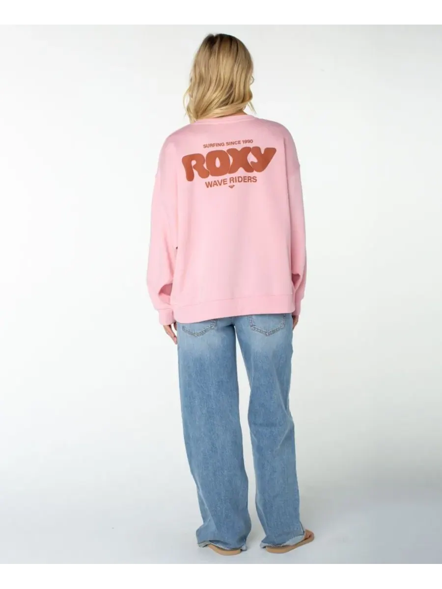 Женский свитшот из флиса с графическим принтом Morning Stroll Roxy, Coral Blsh — изображение 5 из 5