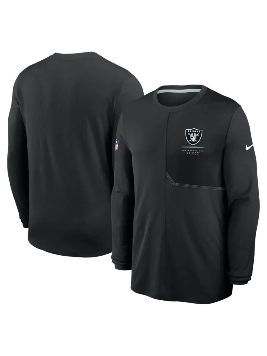Футболка с длинным рукавом Nike Black Las Vegas Raiders Sideline Coaches UV Dri-FIT