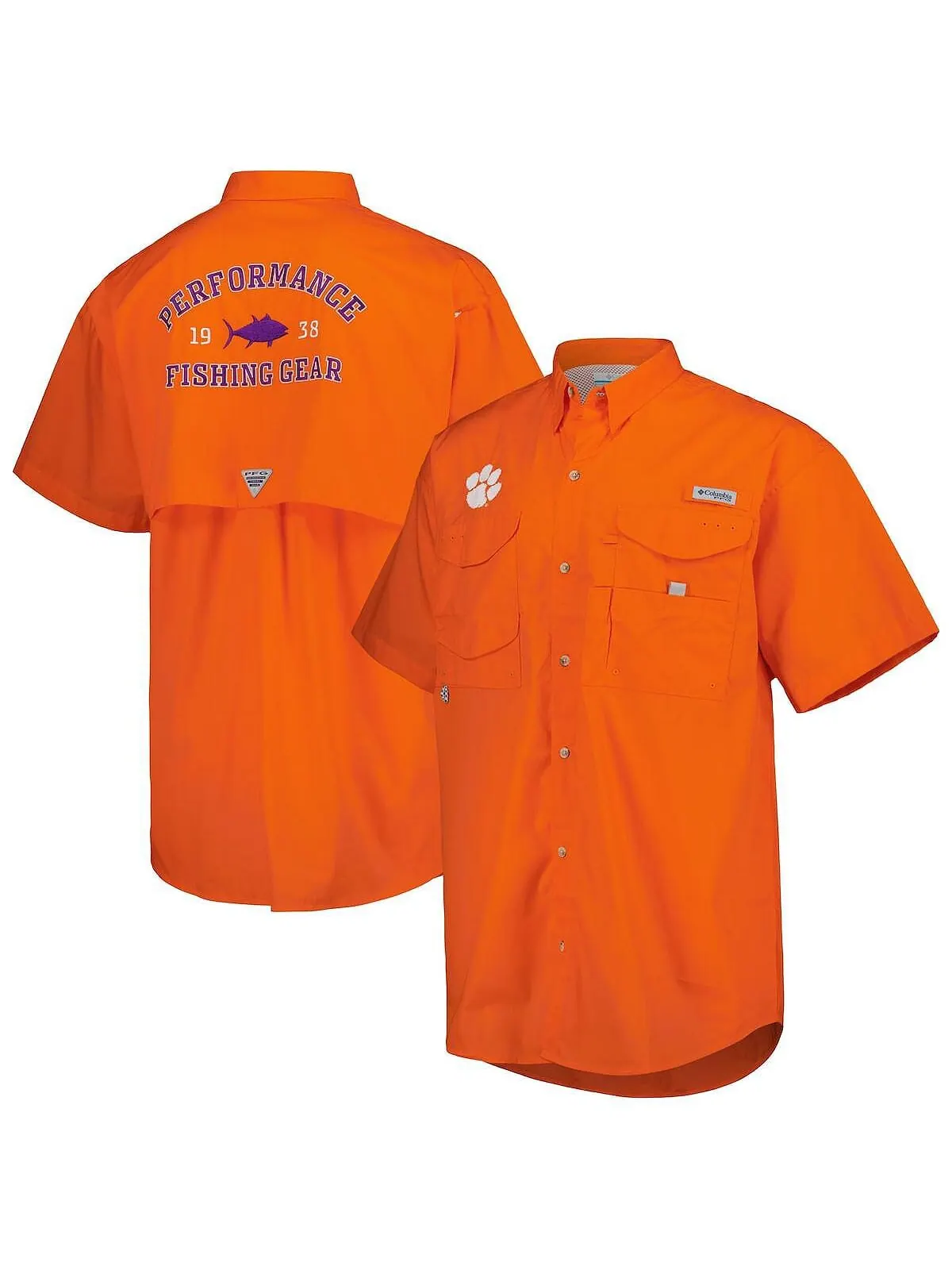 Мужская оранжевая рубашка на пуговицах Clemson Tigers Bonehead Columbia — изображение 1 из 4, оранжевый
