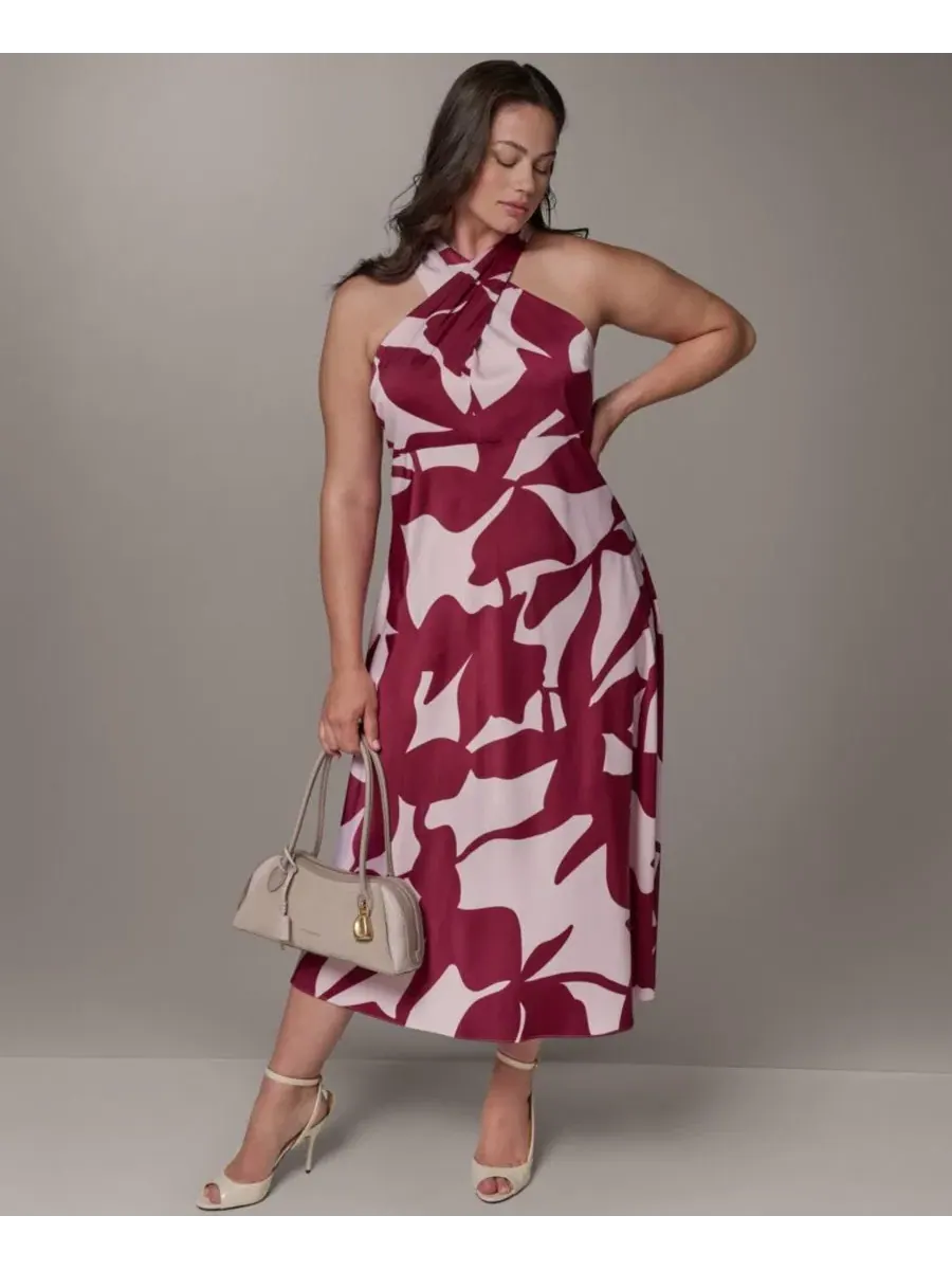 Платье-трапеция без рукавов с принтом Donna Karan New York, Sangria Lilac — изображение 2 из 6