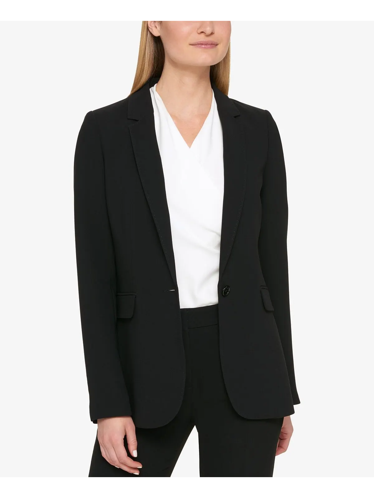 Пиджак petite pick-stitch на одной пуговице DKNY — изображение 1 из 5, черный
