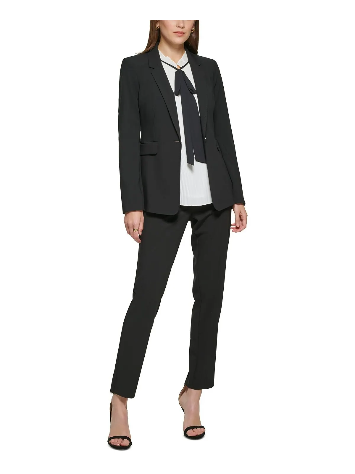 Пиджак petite pick-stitch на одной пуговице DKNY — изображение 4 из 5, черный