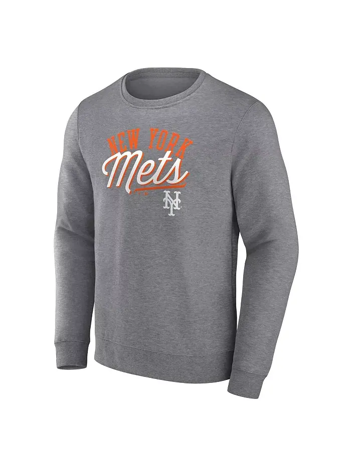 Мужская толстовка New York Mets Simplicity серого цвета с эффектом хештерирования Fanatics — изображение 2 из 3