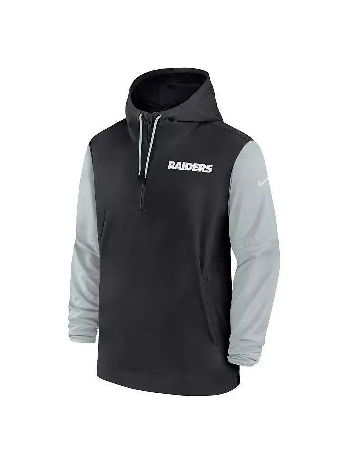 Мужская черно-серебристая толстовка-полузип Las Vegas Raiders 2024/25 Sideline Pre-Game Player — изображение 3 из 3