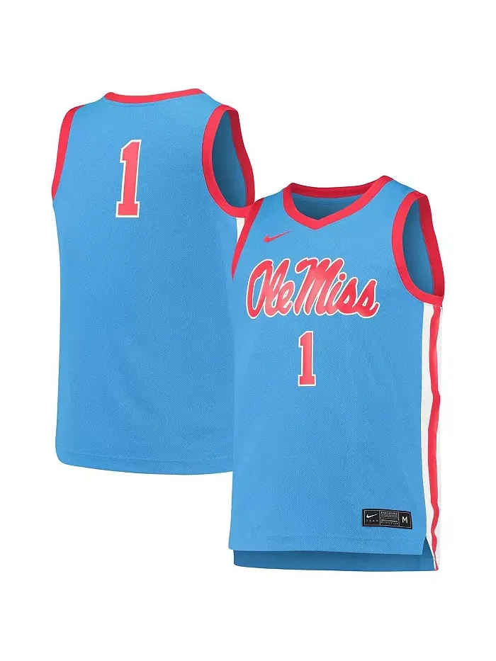 Мужская баскетбольная реплика джерси Ole Miss Rebels №1 в светло-голубом цвете Nike — изображение 1 из 3