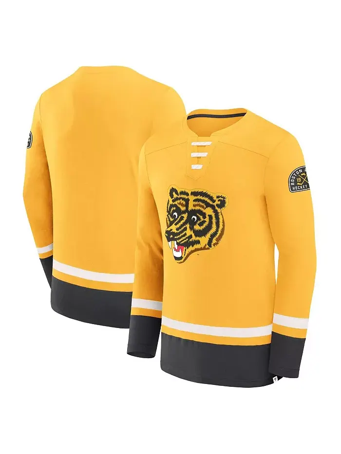 Мужская футболка с длинным рукавом Boston Bruins Vintage High Point золотистого цвета Fanatics — изображение 1 из 3