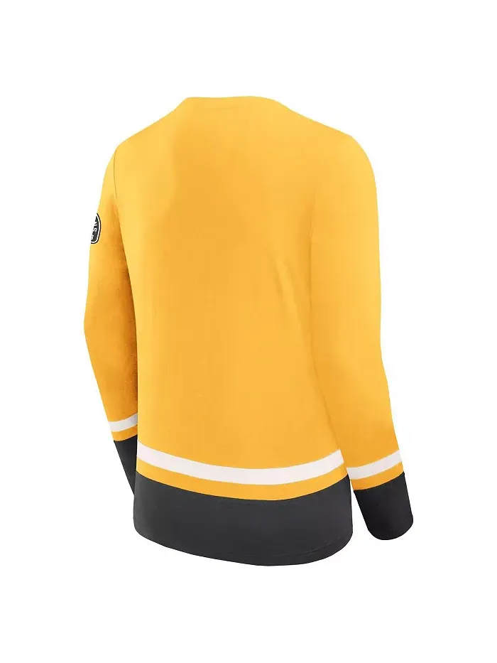 Мужская футболка с длинным рукавом Boston Bruins Vintage High Point золотистого цвета Fanatics — изображение 3 из 3