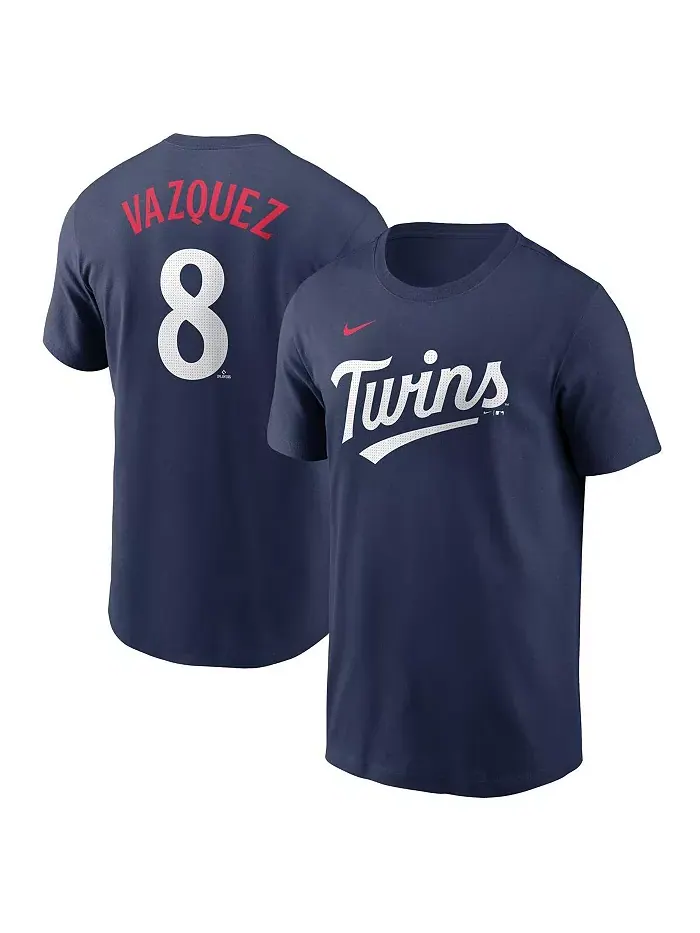 Мужская футболка Christian Vazquez с именем и номером Minnesota Twins в цвете navy, коллекция Fuse — изображение 1 из 3