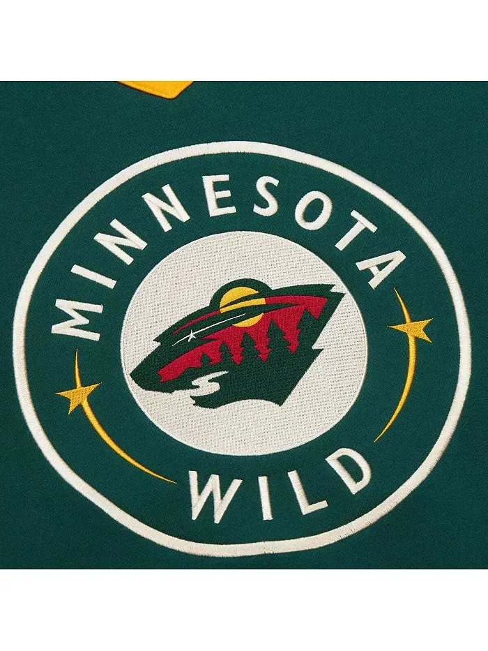 Мужская зеленая толстовка Minnesota Wild Heritage на шнуровке Mitchell & Ness — изображение 2 из 5