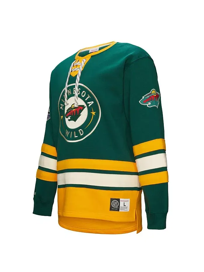 Мужская зеленая толстовка Minnesota Wild Heritage на шнуровке Mitchell & Ness — изображение 5 из 5