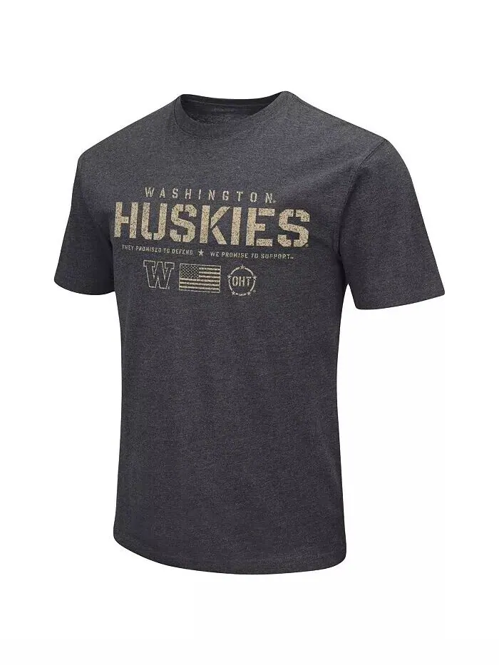 Футболка мужская Heather Black Washington Huskies Big and Tall OHT в стиле милитари с — изображение 2 из 4