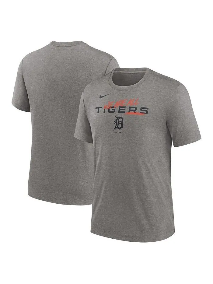 Мужская футболка Heather Charcoal Detroit Tigers We Are All Tri-Blend Nike