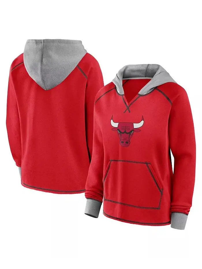 Женская красная толстовка с капюшоном Chicago Bulls Boom Logo Athletic