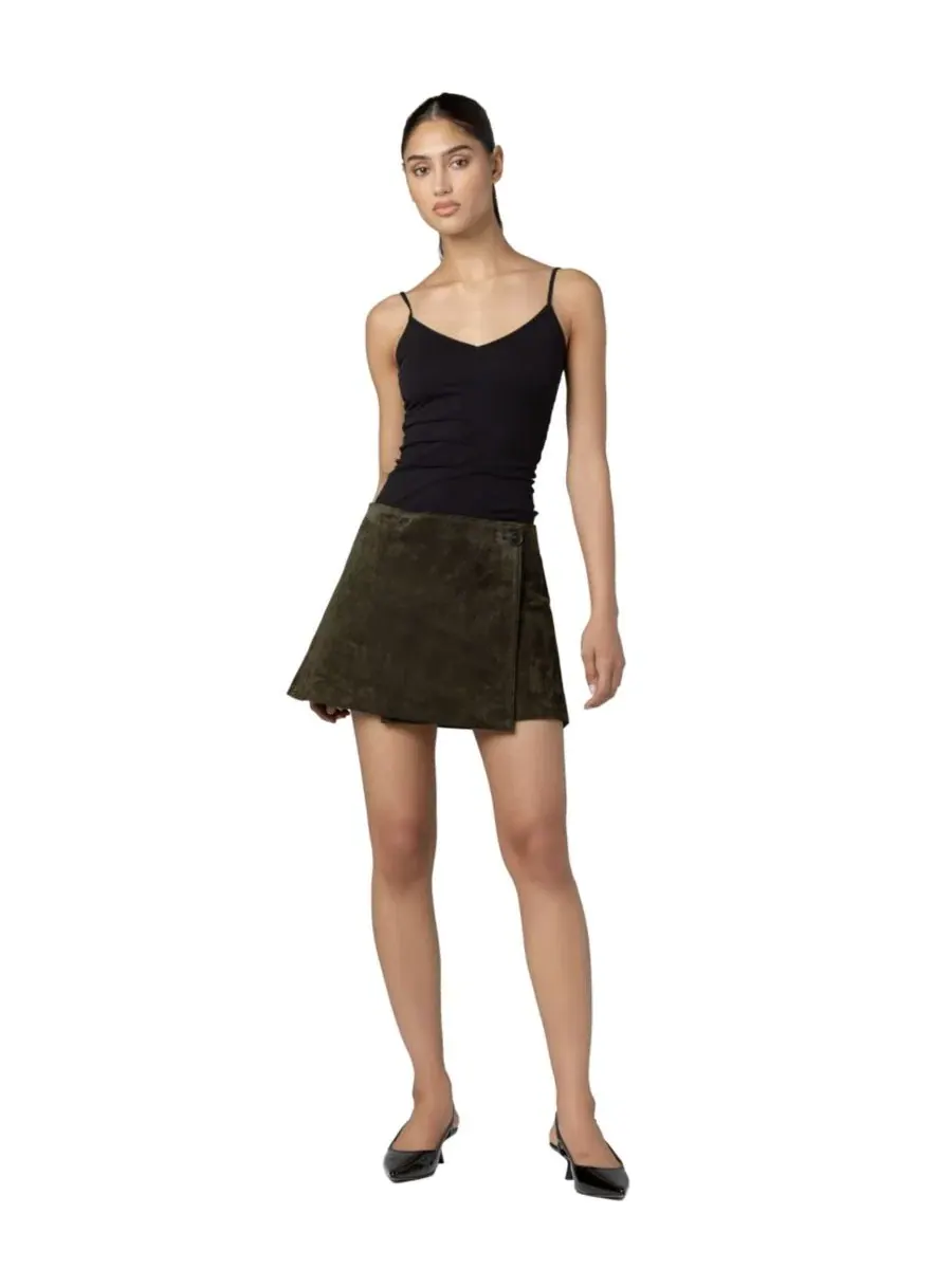 Юбка-трапеция из кожи с принтом Spicy Herbs Leather A-Line Skirt BLANK NYC, Spicy Herbs — изображение 2 из 4