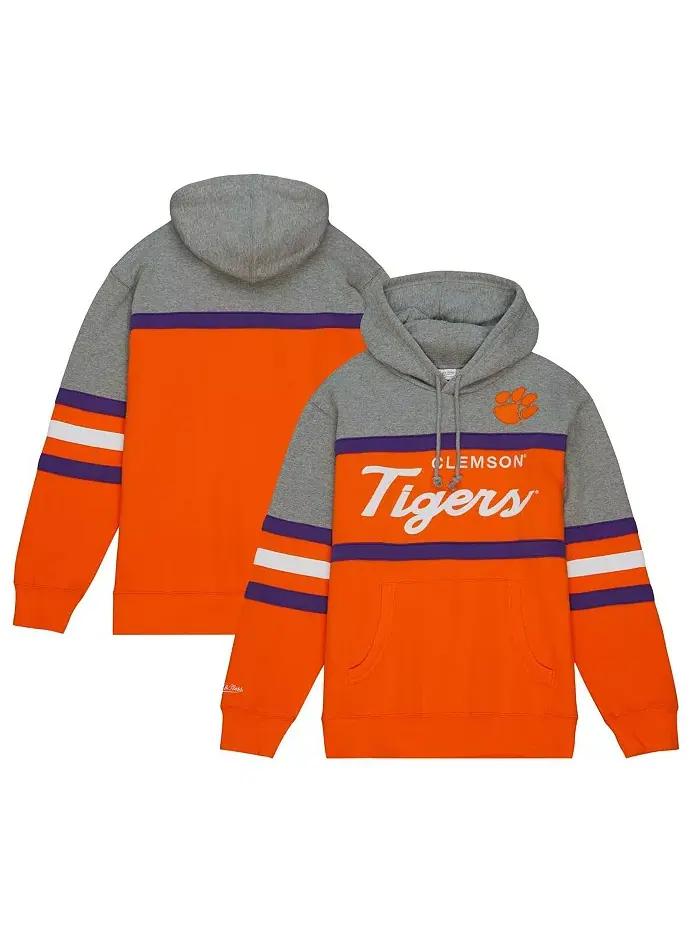 Мужская оранжевая толстовка с капюшоном Head Coach Clemson Tigers Mitchell & Ness — изображение 1 из 4