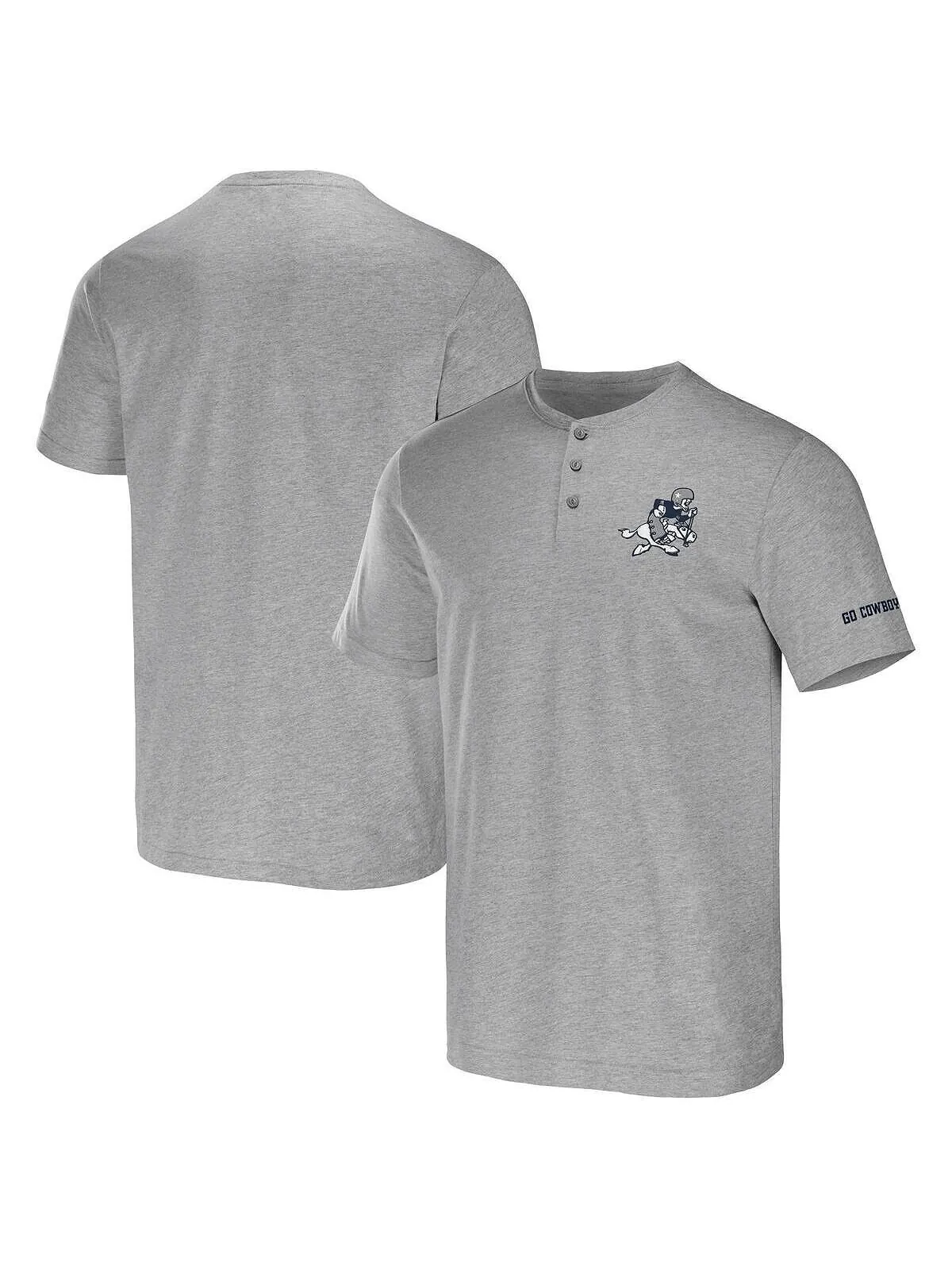 Мужская футболка nfl x darius rucker от heather grey dallas cowboys henley Fanatics — изображение 1 из 2, серый