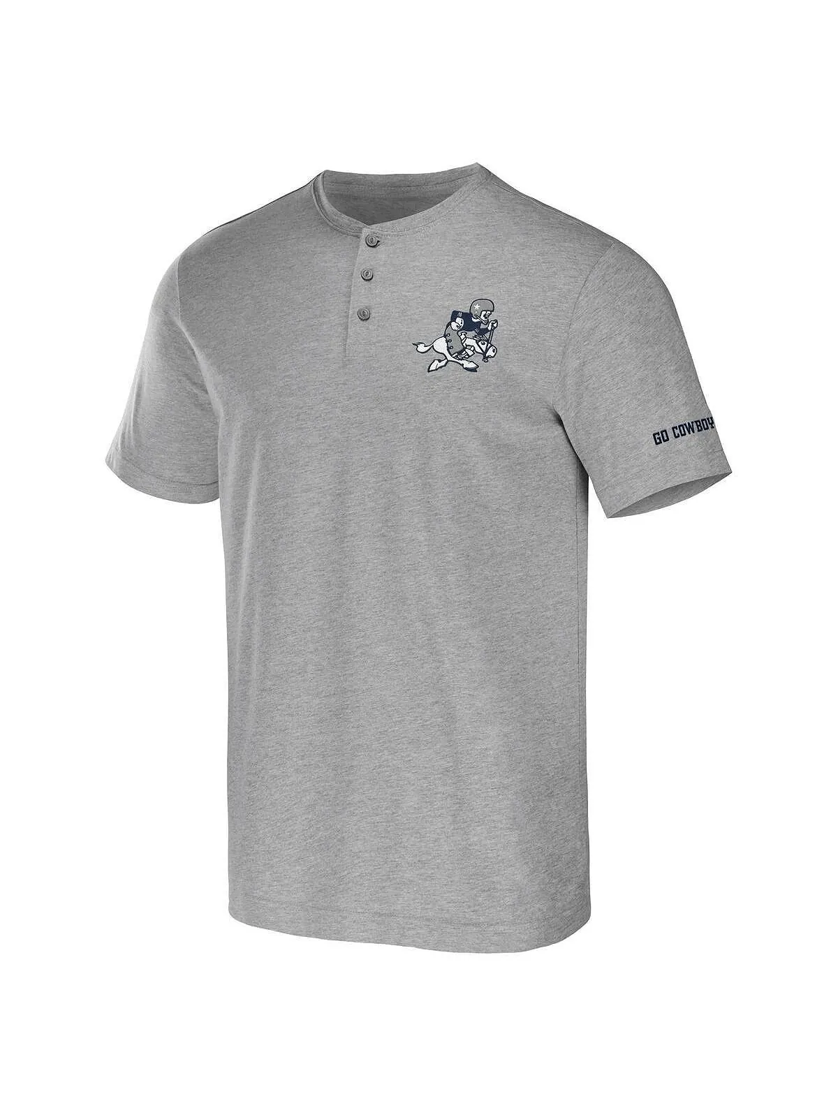 Мужская футболка nfl x darius rucker от heather grey dallas cowboys henley Fanatics — изображение 2 из 2, серый