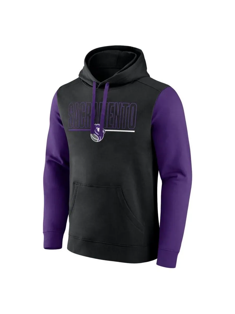 Logo Athletic Мужская черная толстовка с капюшоном Sacramento Kings Outline Colorblock — изображение 2 из 3, черный