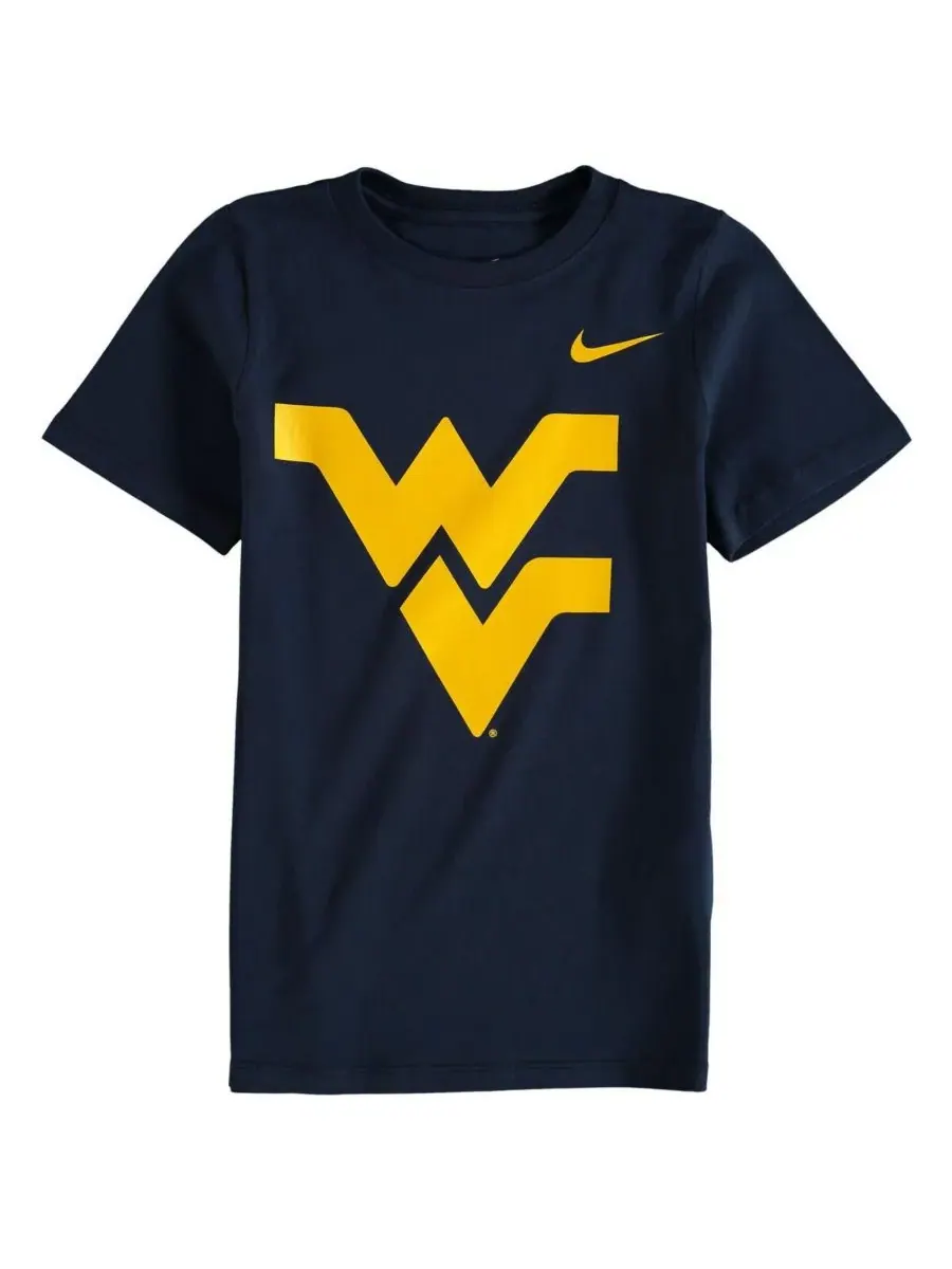 Nike Футболка с логотипом команды West Virginia Mountaineers для мальчиков и девочек — изображение 1 из 1, темно-синий