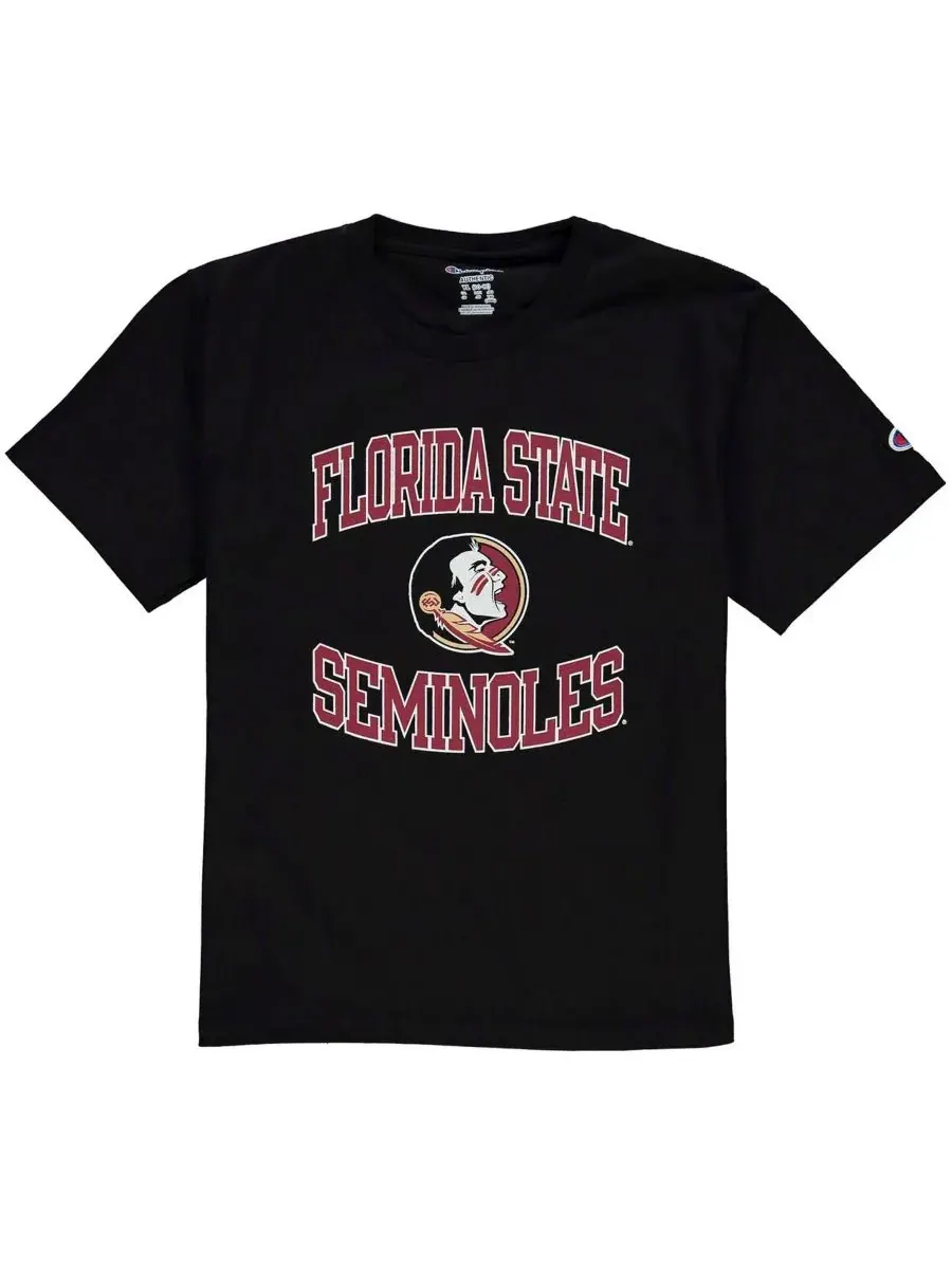 Champion Большая футболка для мальчиков и девочек с изображением команды Florida State Seminoles — изображение 1 из 1, черный