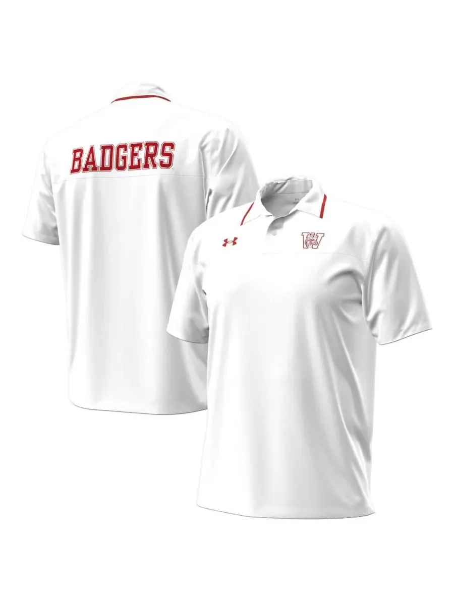 Under Armour Мужская белая поло-рубашка с символикой команды Wisconsin Badgers образца 1980 года — изображение 1 из 3, белый
