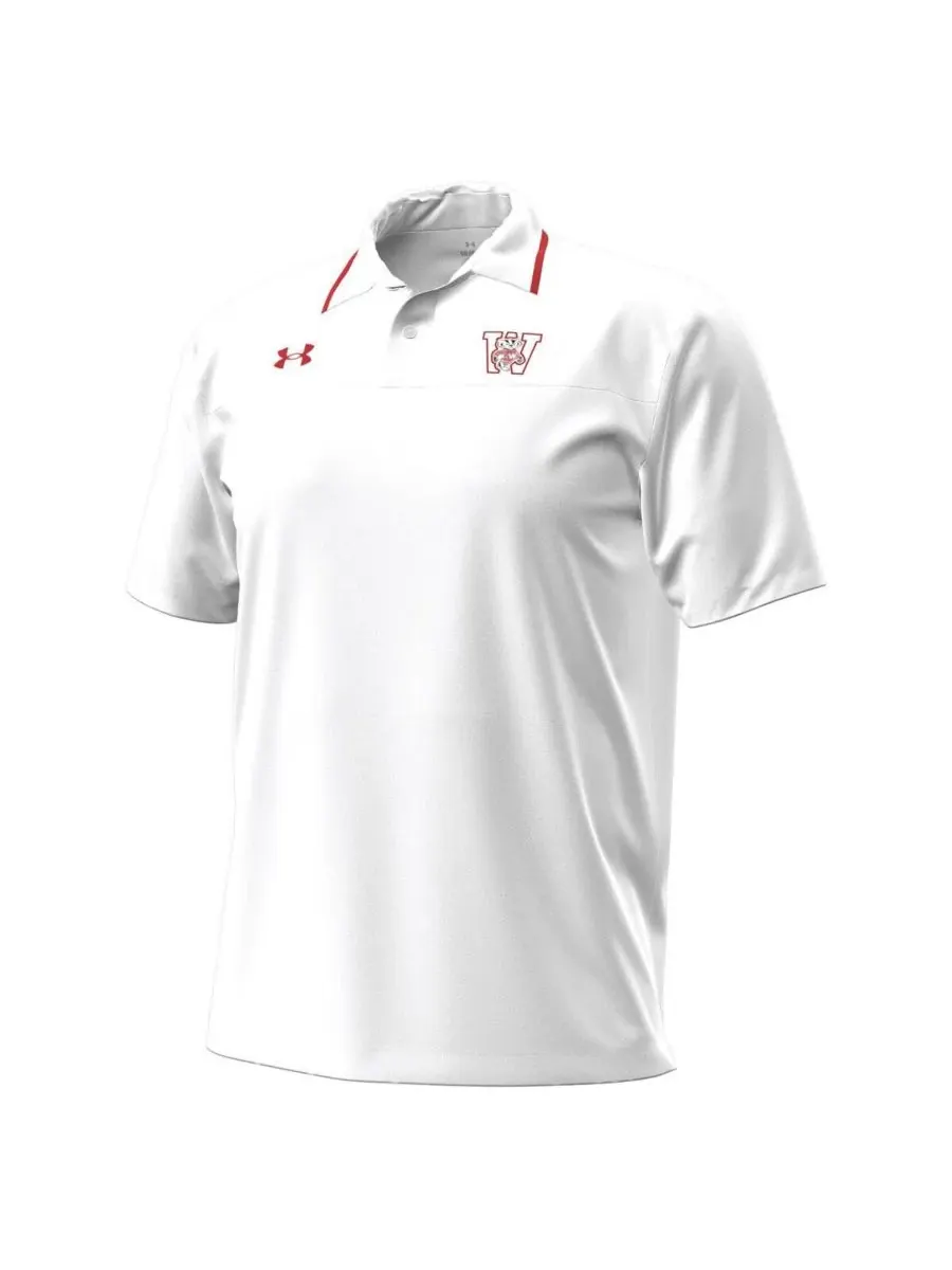 Under Armour Мужская белая поло-рубашка с символикой команды Wisconsin Badgers образца 1980 года — изображение 3 из 3, белый