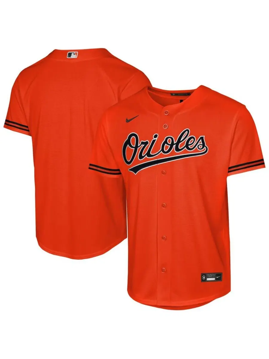 Детская оранжевая реплика футболки Baltimore Orioles Alternate 2 для мальчиков и девочек Nike — изображение 1 из 3, оранжевый