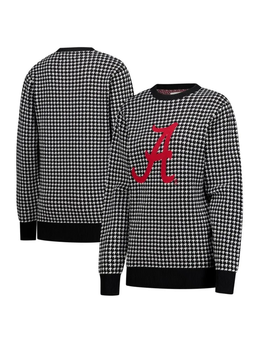Свитшот с принтом Alabama Crimson Tide Renew Knit Vintage Houndstooth Uscape Apparel — изображение 1 из 3, черный