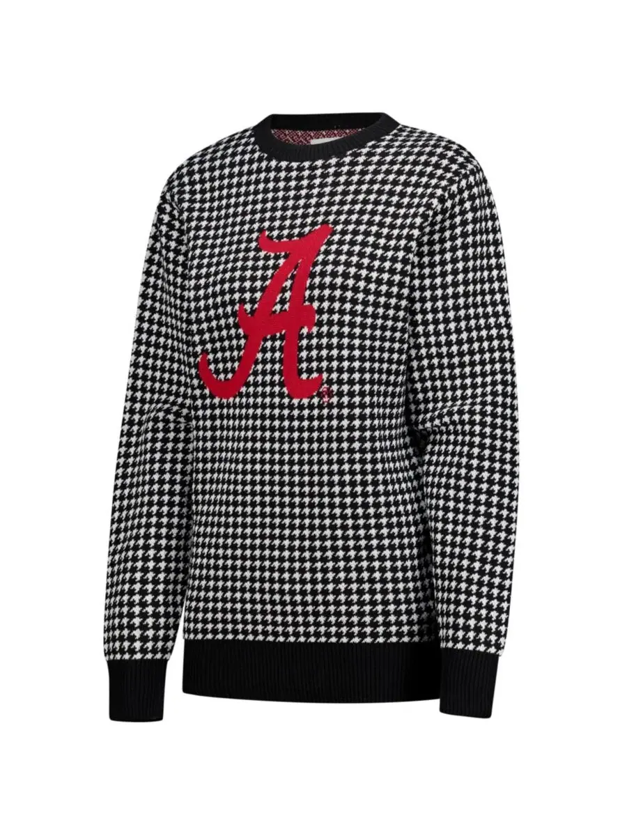 Свитшот с принтом Alabama Crimson Tide Renew Knit Vintage Houndstooth Uscape Apparel — изображение 2 из 3, черный
