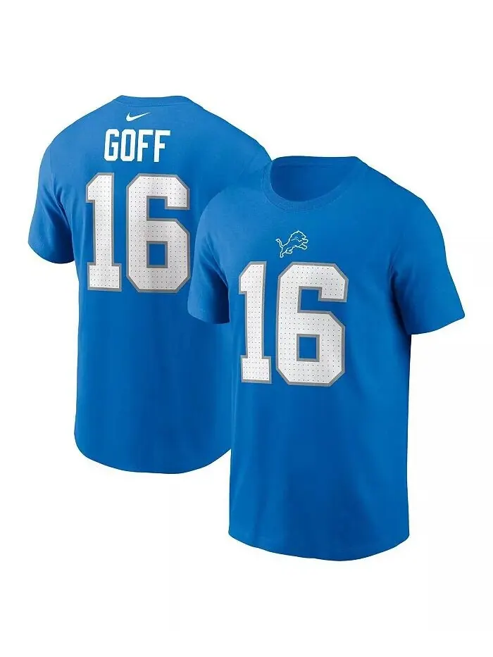Мужская футболка с именем и номером Jared Goff Blue Detroit Lions Nike — изображение 1 из 3