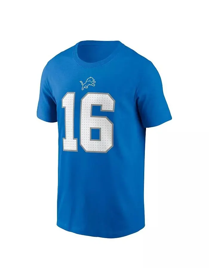 Мужская футболка с именем и номером Jared Goff Blue Detroit Lions Nike — изображение 2 из 3