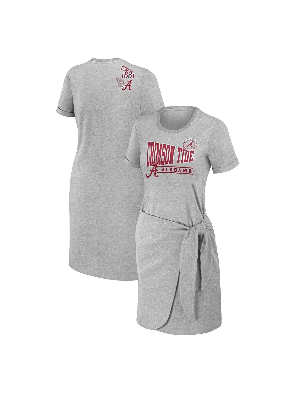 Женское платье-футболка с узлом серого цвета Alabama Crimson Tide WEAR by Erin Andrews — изображение 1 из 3, серый