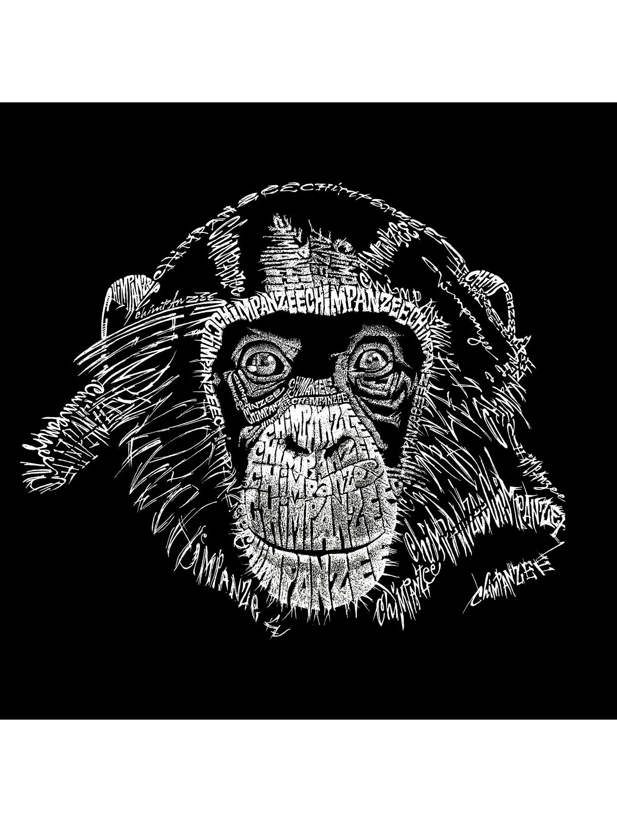 Мужская толстовка с капюшоном в виде шимпанзе word art LA Pop Art — изображение 2 из 2, черный