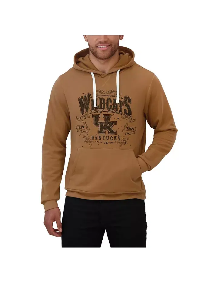 Мужской бежевый трикотажный худи Kentucky Wildcats Camp Fleece Tri-Blend Pullover Hoodie Fanatics — изображение 4 из 4