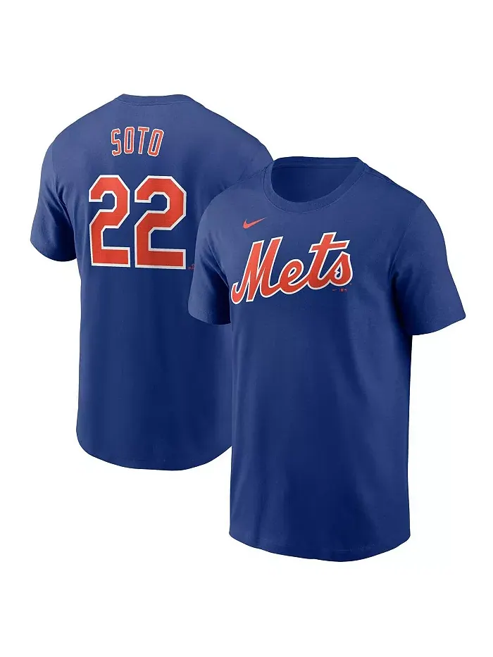 Мужская футболка Juan Soto Royal New York Mets Fuse с именем и номером Nike — изображение 1 из 3